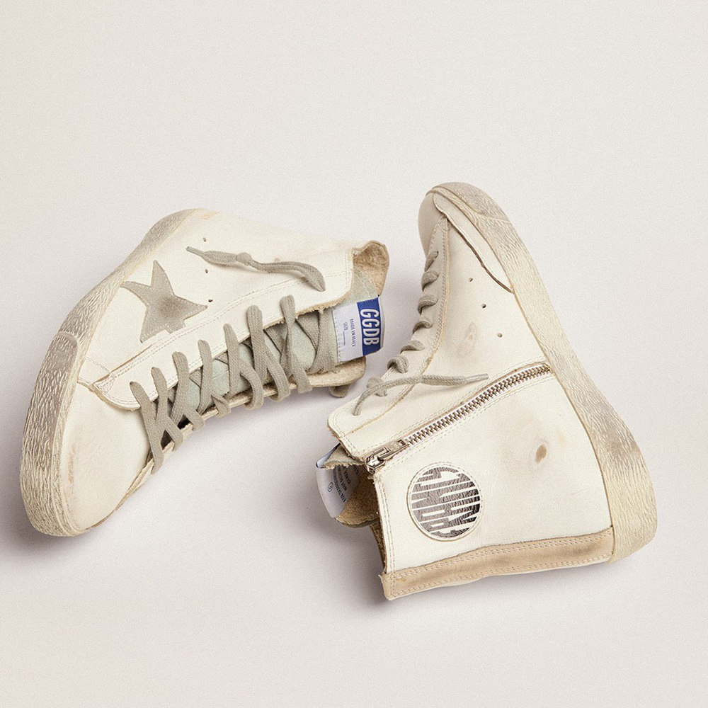 Golden Goose Francy In Leather With Silver Suede Star GMF00113.F000319.10274