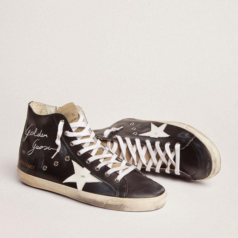 Golden Goose Francy With Black Leather Upper And White Star GWF00113.F002783.90313