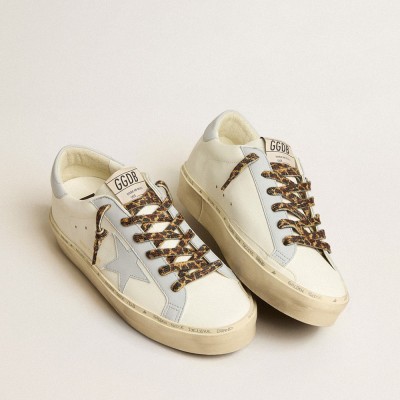 Golden Goose Hi Star LTD In Leather With Light Blue Leather Star And Heel Tab GWF00118.F005117.10492