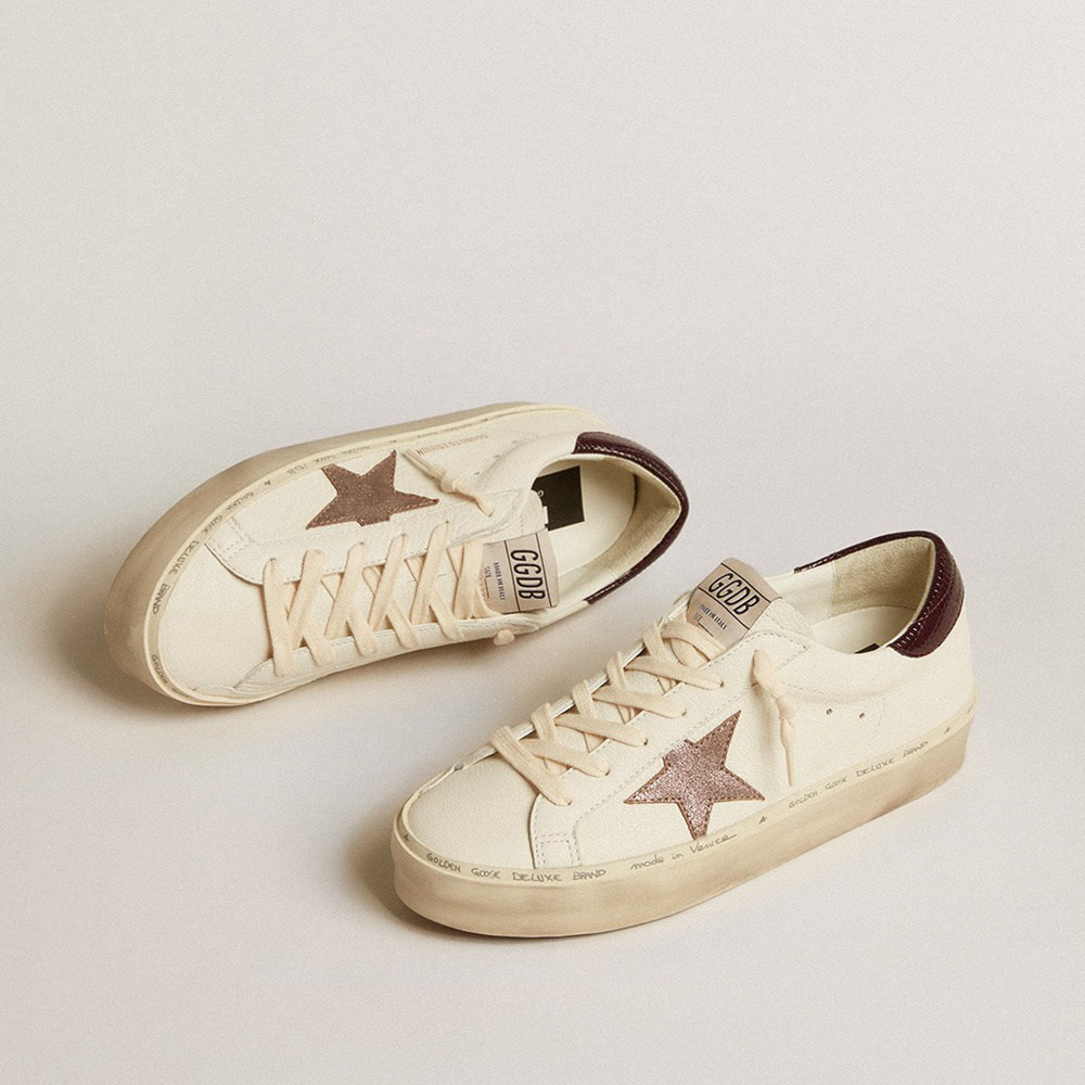 Golden Goose Hi Star LTD In Nappa With Glitter Star And Lizard-print Heel Tab GWF00118.F005114.11645