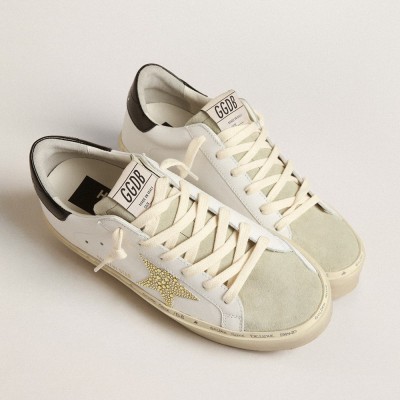 Golden Goose Hi Star With Swarovski Crystal Star And Black Heel Tab GWF00118.F004066.10471