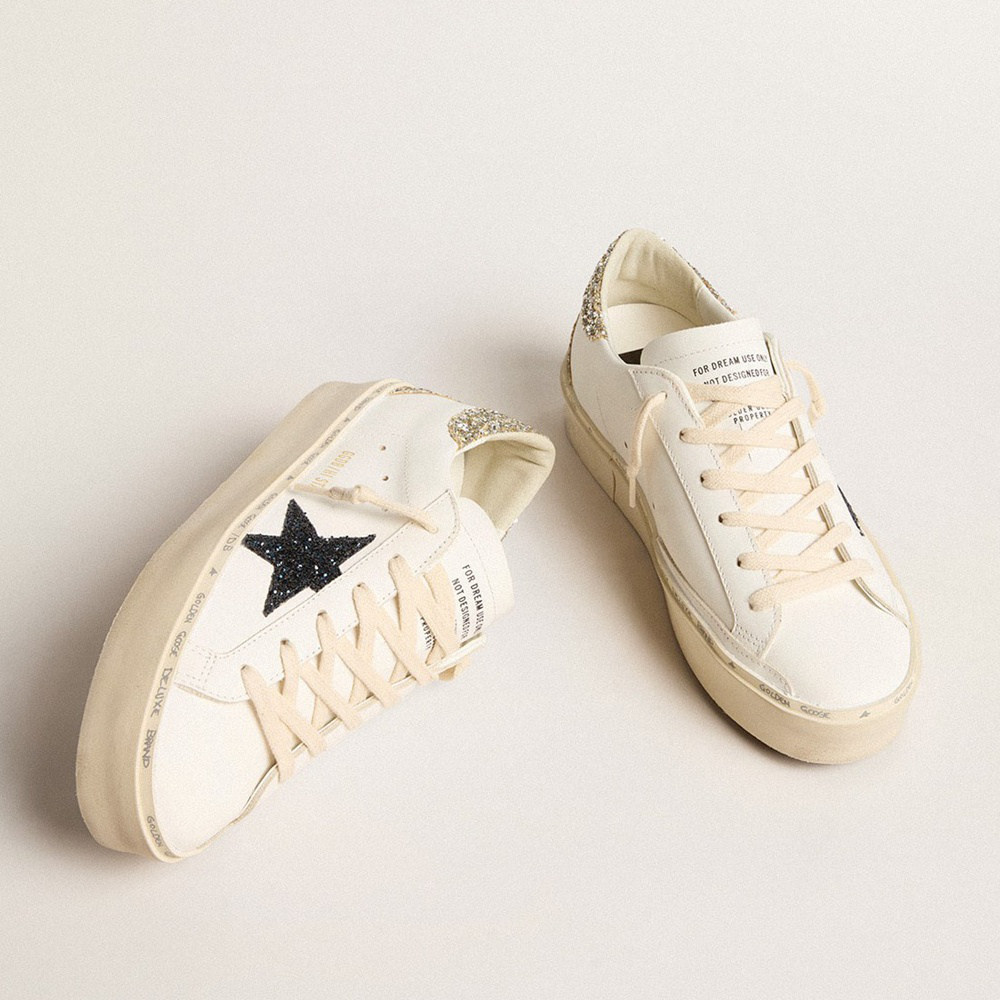 Golden Goose Hi Star With Blue Glitter Star And Platinum Glitter Heel Tab GWF00119.F005903.11339