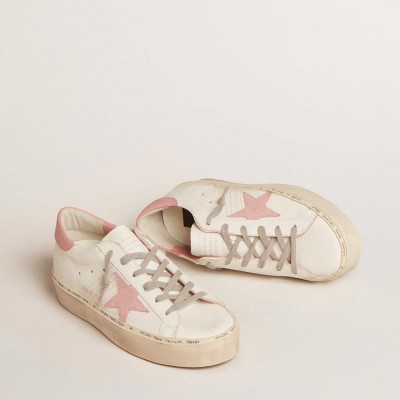 Golden Goose Hi Star With Suede Star And Old Rose Leather Heel Tab GWF00118.F004723.11202