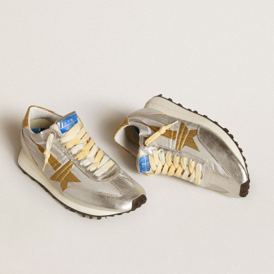 Golden Goose Marathon With Silver Ripstop Nylon Upper And Gold Star GWF00683.F005490.70138