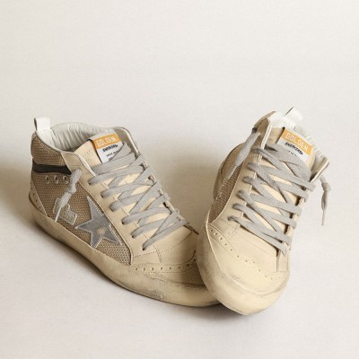 Golden Goose Mid Star LTD In Cream-colored Mesh With Silver Star GWF00122.F003398.15383