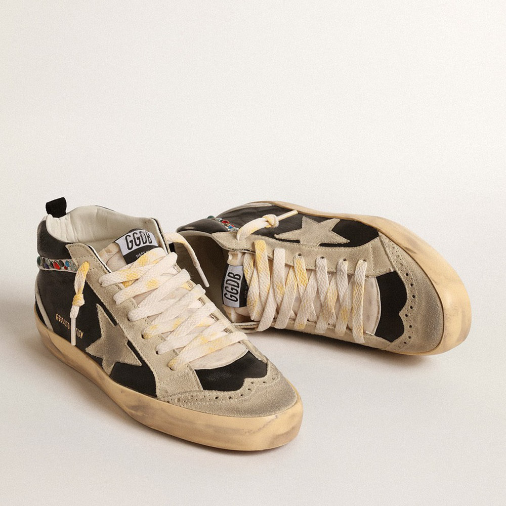 Golden Goose Mid Star LTD In Nappa Leather With Suede Star And Studded Flash GWF00122.F004604.82298