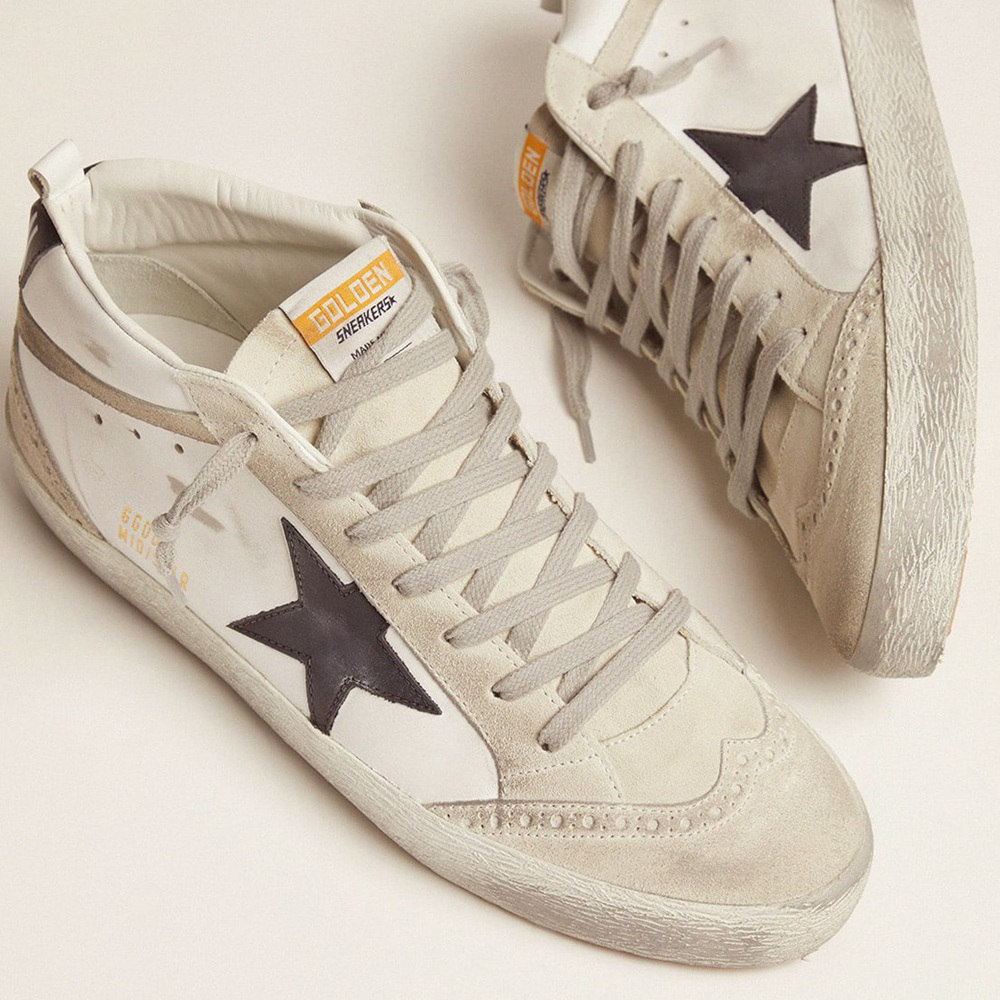 Golden Goose Mid Star White With Black Star GMF00122.F001487.10599