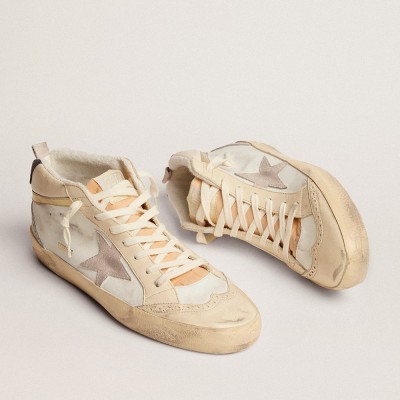 Golden Goose Mid Star With Light Gray Suede Star And Gold Flash GMF00123.F003018.11116