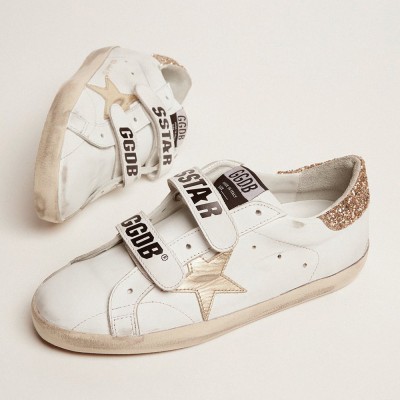 Golden Goose Old School With Gold Star In Laminated Leather GWF00111.F002154.10272