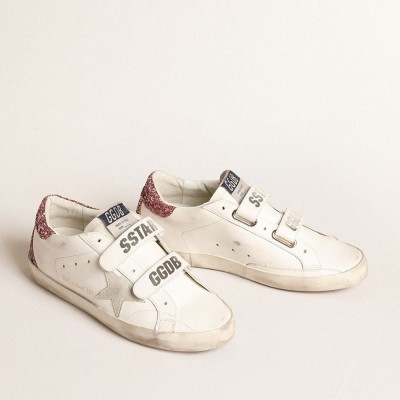 Golden Goose Old School With Ice-gray Suede Star And Glitter Heel Tab GWF00177.F004705.82337