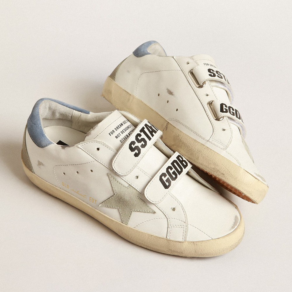 Golden Goose Old School With Ice-gray Suede Star And Light Blue Heel Tab GWF00177.F004068.10588