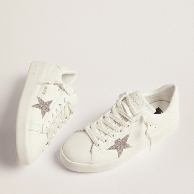 Golden Goose Purestar In White Leather With Silver Swarovski Crystal Star GWF00197.F002789.80185