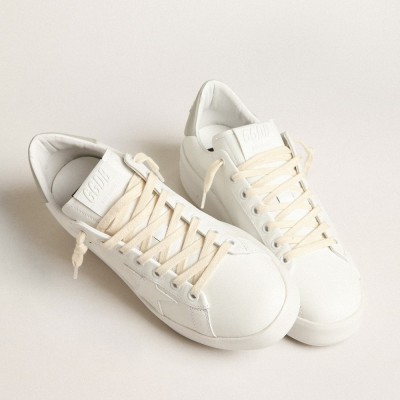 Golden Goose Purestar With White Star And Gray Leather Heel Tab GWF00197.F004056.10973