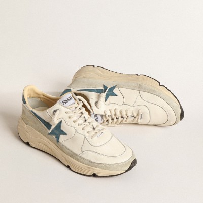 Golden Goose Running Sole In Nappa With Blue Leather Star And Suede Insert GMF00350.F004595.11512