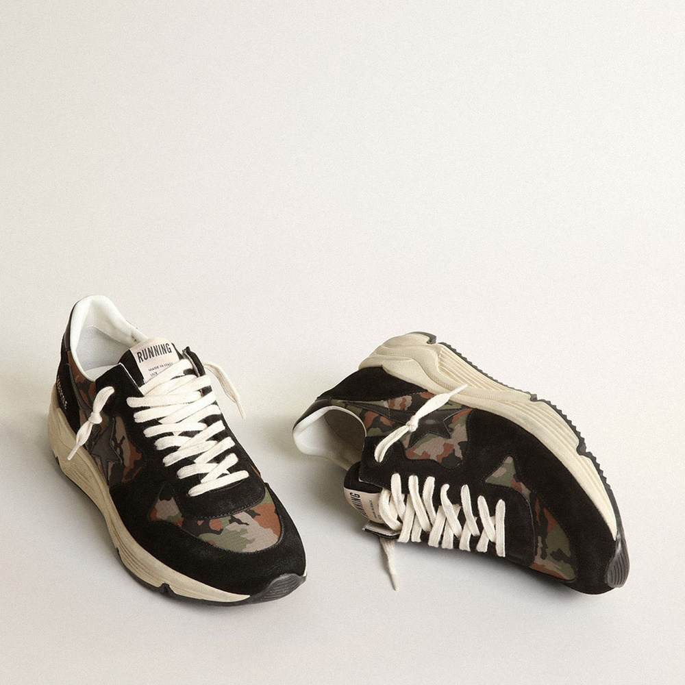 Golden Goose Running Sole In Nylon Ripstop With Camouflage Print GMF00126.F003939.90363