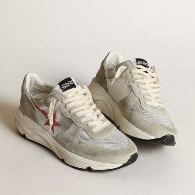 Golden Goose Running Sole In Silver Leather With Ice-gray Inserts GWF00398.F003420.81824