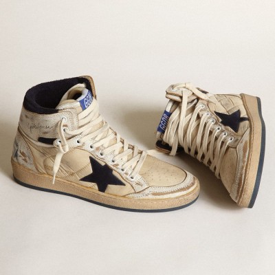 Golden Goose Sky-Star In Cream-colored Nylon And White Leather GWF00230.F003339.10357