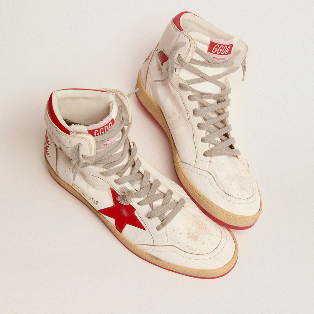 Golden Goose Sky-Star With Signature On The Ankle And Red Inserts GMF00230.F002190.10350