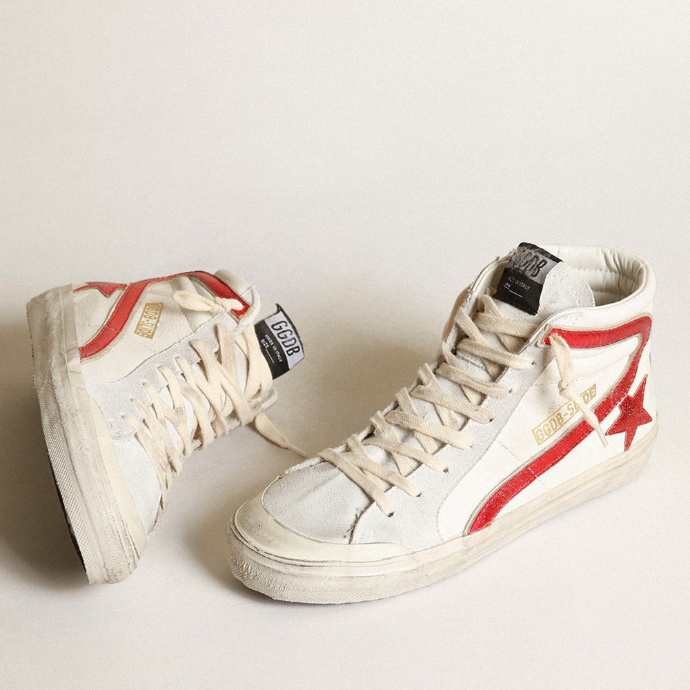 Golden Goose Slide With A Red Laminated Leather Star And Flash GWF00211.F003411.10350