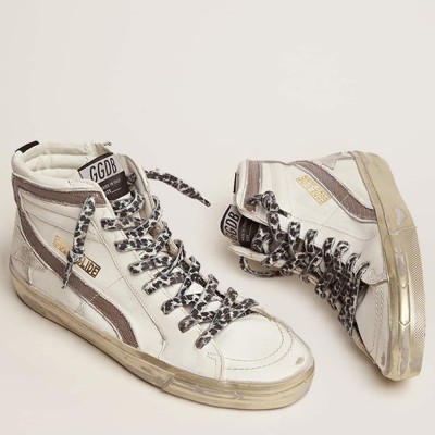 Golden Goose Slide With Star In White Suede And Leather Flash GWF00115.F002452.10874