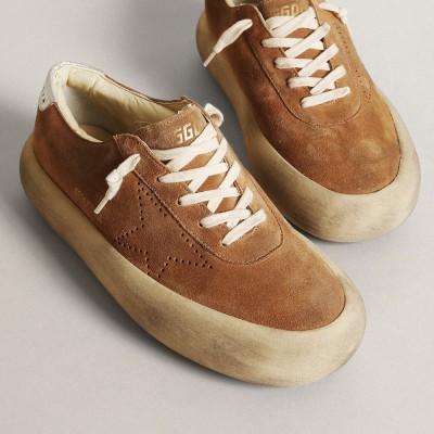 Golden Goose Space-Star In Tobacco-colored Suede With Perforated Star GWF00376.F003327.15331