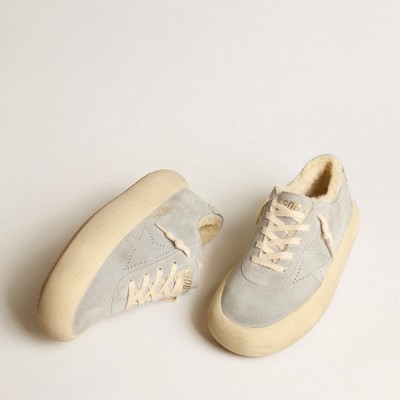 Golden Goose Space-Star Shoes In Ice-gray Suede With Shearling Lining GWF00345.F005620.70100