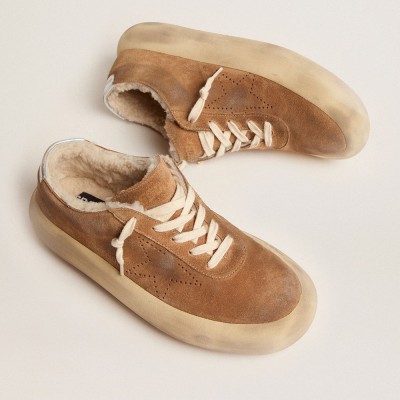 Golden Goose Space-Star Shoes In Tobacco-colored Suede With Shearling Lining GWF00345.F002995.55353