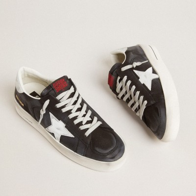 Golden Goose Stardan In Black Nubuck And Mesh With Gray Leather Star And Heel Tab GMF00333.F005233.10283