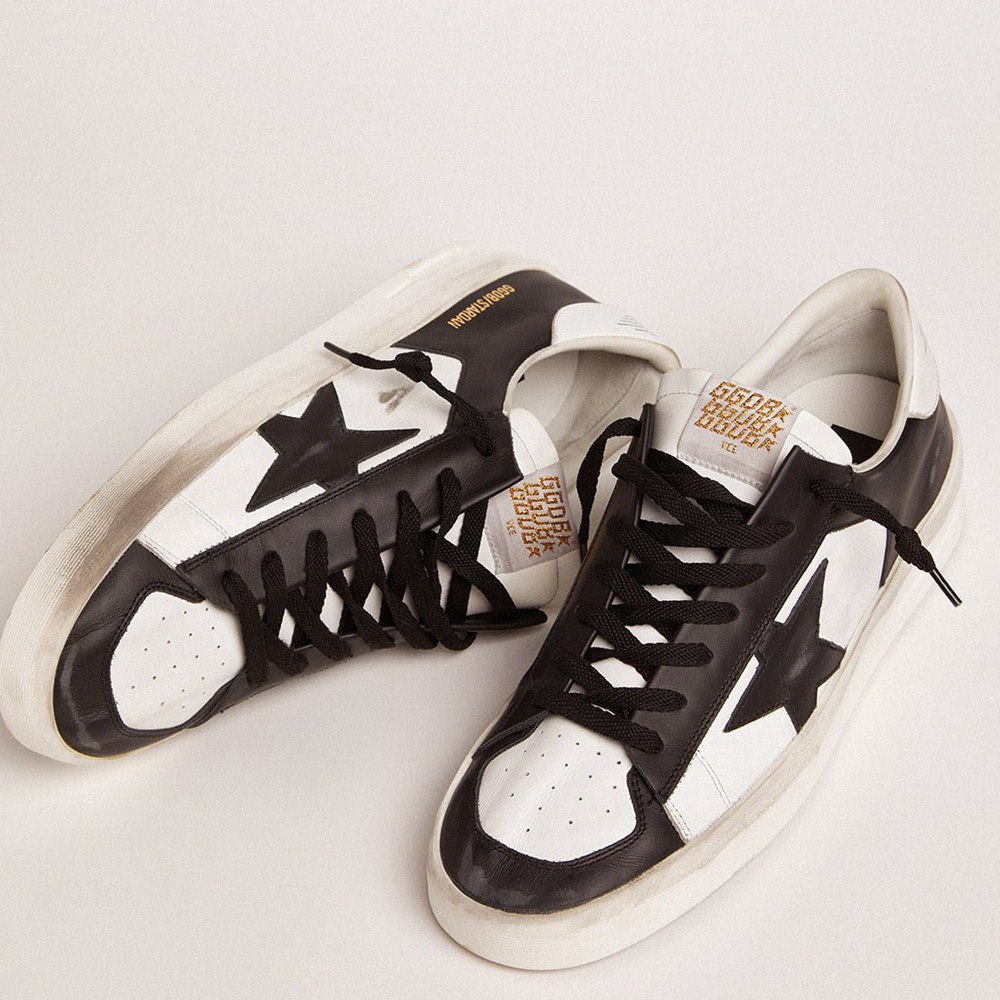 Golden Goose Stardan Sneakers In Black And White Leather GWF00128.F002186.10283