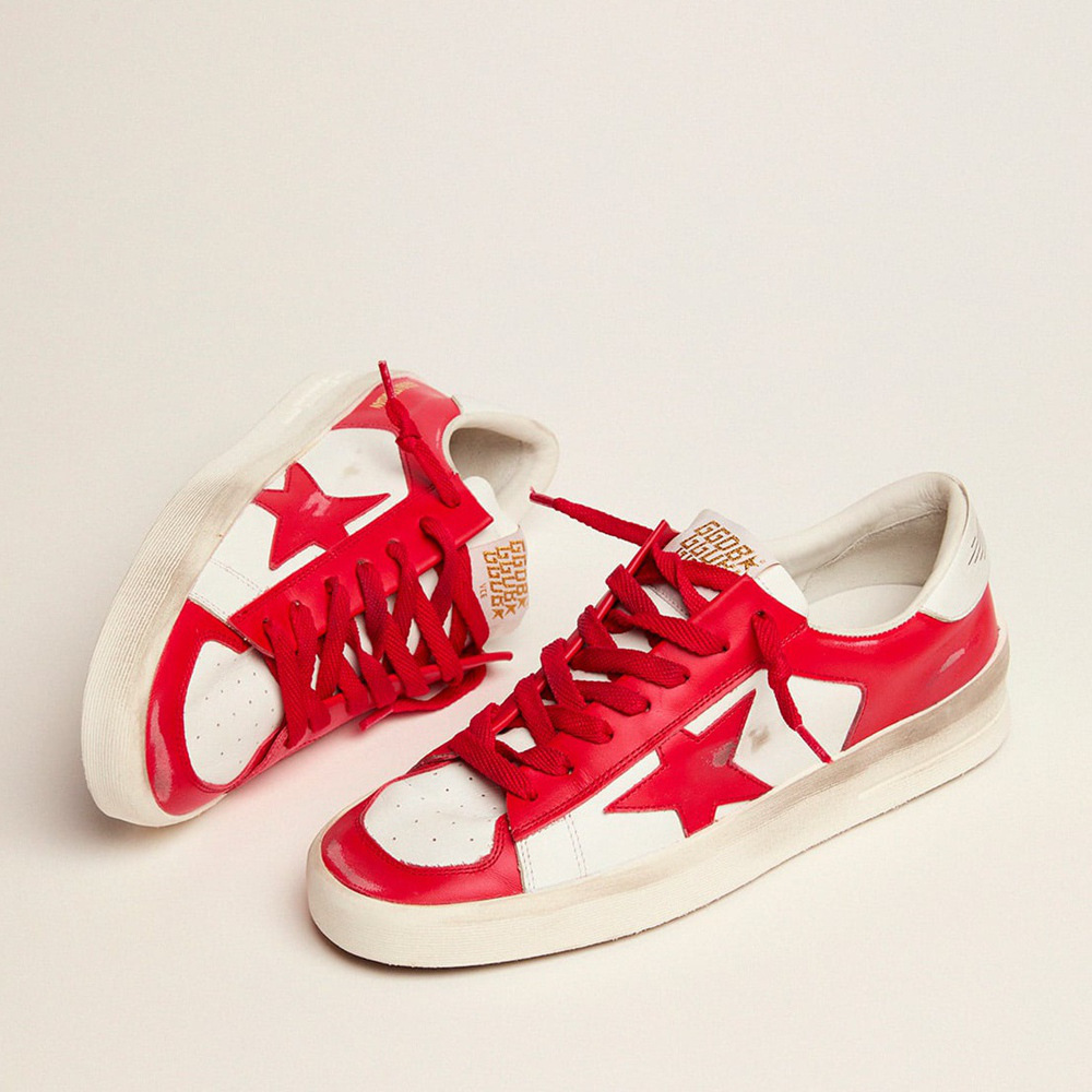 Golden Goose Stardan In White And Red Leather GMF00128.F002186.10350