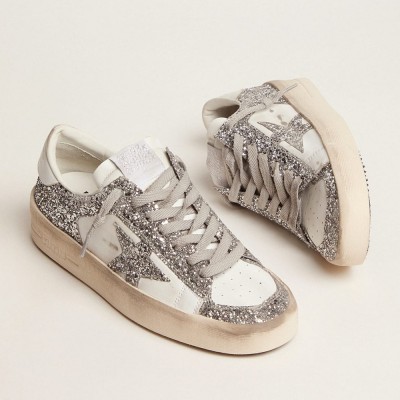 Golden Goose Stardan Sneakers With Silver Glitter GWF00128.F002185.80185