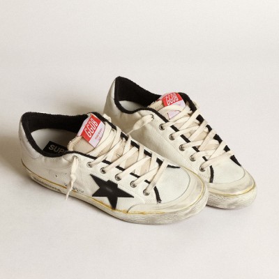 Golden Goose Super-Star LTD In Beige Canvas With Black Star GWF00396.F003415.15365