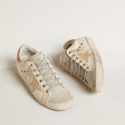 Golden Goose Super-Star LTD In Canvas With Sand Star And Glitter Heel Tab GWF00101.F003895.11337