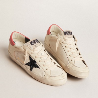 Golden Goose Super-Star LTD In Nappa With Blue Glitter Star And Red Heel Tab GWF00476.F005945.10317