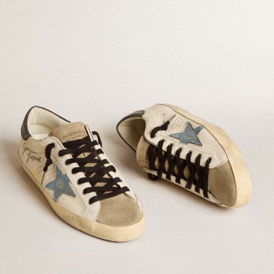 Golden Goose Super-Star LTD In Nappa With Denim Star And Gray Leather Heel Tab GMF00101.F005994.82675