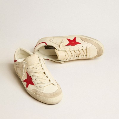 Golden Goose Super-Star LTD In Nappa With Red Leather Star And Pearl Suede Toe GMF00107.F005169.82500