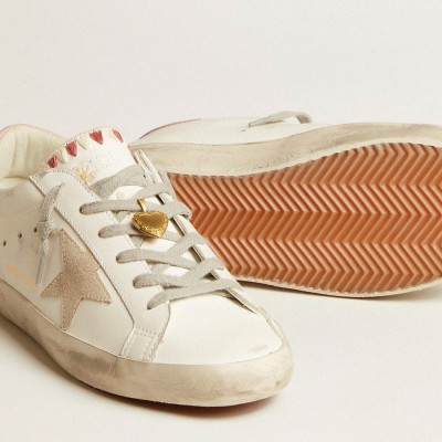 Golden Goose Super-Star LTD With Beige Suede Star And Pink Heel Tab GWF00101.F005613.11783