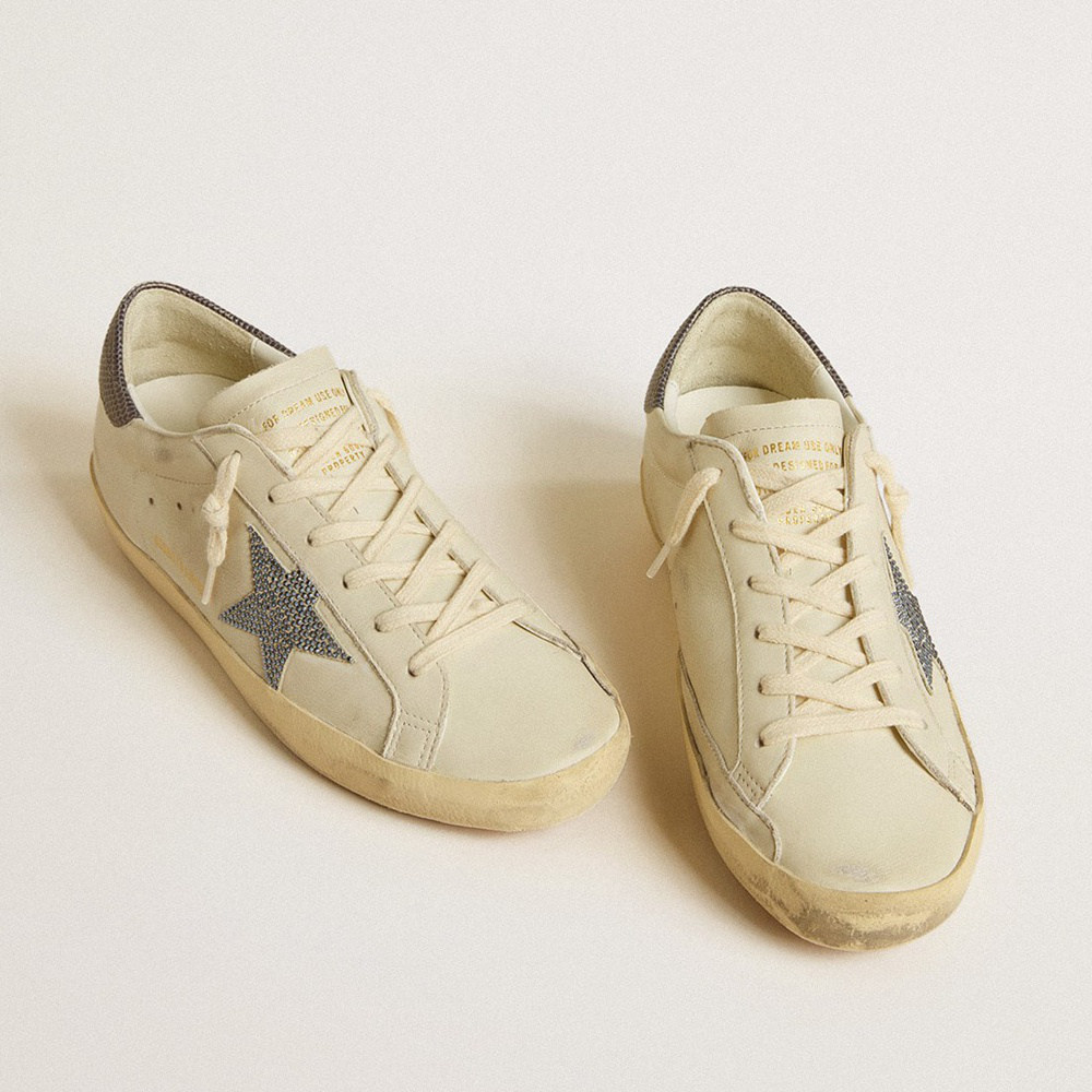 Golden Goose Super-Star LTD With Blue Leather Star And Detail With Chains And Pearls GWF00101.F005870.10793