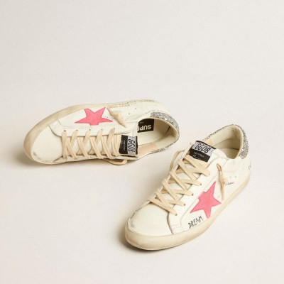 Golden Goose Super-Star LTD With Fluorescent Lobster Suede Star And Glitter Heel Tab GWF00101.F005255.11682