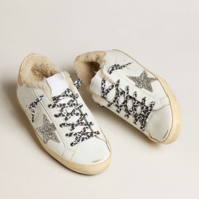 Golden Goose Super-Star LTD With Shearling Lining And Silver Glitter Star GWF00101.F002967.11108