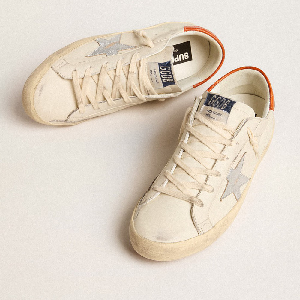 Golden Goose Super-Star LTD With Silver Leather Star And Croc-print Leather Heel Tab GWF00101.F005979.11367