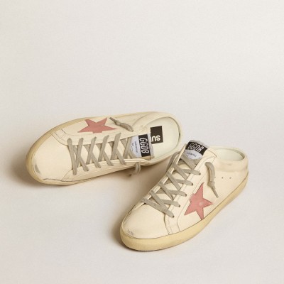 Golden Goose Super-Star Sabots In Nappa With Pink Leather Star GWF00110.F005130.11651