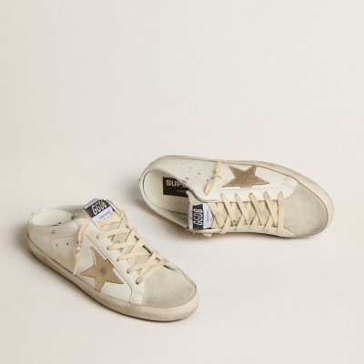 Golden Goose Super-Star Sabots With Platinum Star And Ice-gray Suede Tongue GWF00110.F005347.11702