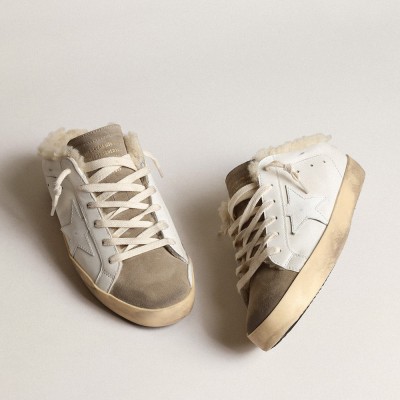 Golden Goose Super-Star Sabots With White Leather Star And Shearling Lining GWF00110.F003975.81760