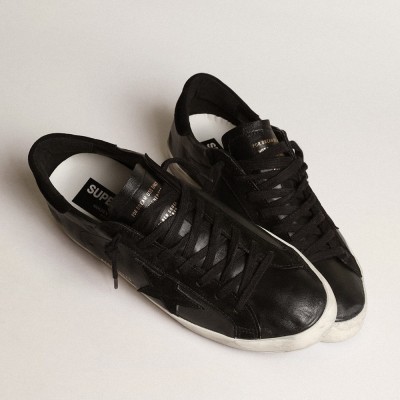 Golden Goose Super-Star In Black Nappa With Black Suede Star And Heel Tab GMF00101.F003984.90100