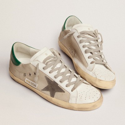 Golden Goose Super-Star In Light Silver Mesh With Gray Star GMF00101.F002686.70215