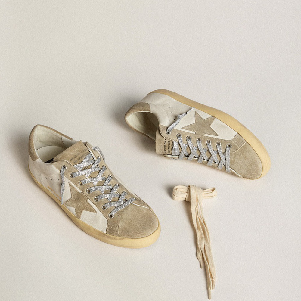 Golden Goose Super-Star In Nappa With Ice-gray Suede Star And Black Embroidery GWF00101.F005163.10276