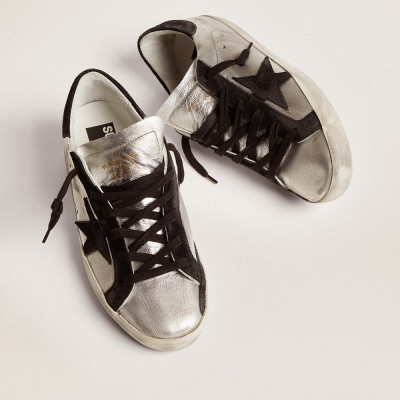 Golden Goose Super-Star Sneakers In Silver Leather GWF00101.F000312.60246