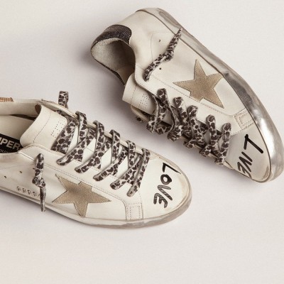 Golden Goose Super-Star In White Leather With Gray Suede Star GWF00101.F002696.10943