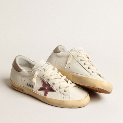 Golden Goose Super-Star In White Nappa With Pink Metallic Leather Star GWF00101.F004065.11373